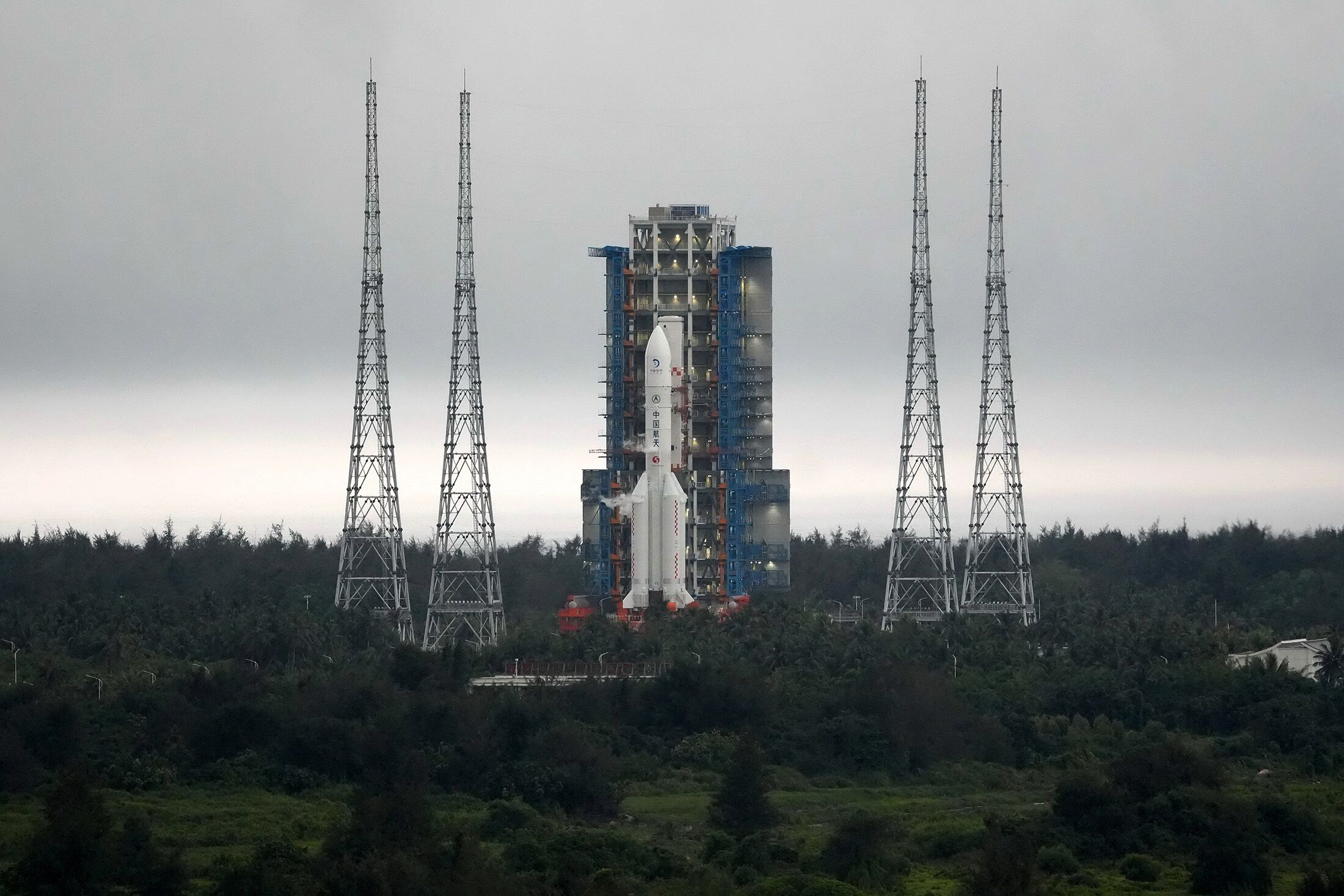 China’s Chang’e-6 lunar mission rocket prepares to lift off in South China’s Hainan province on May 3. Photo: Bloomberg