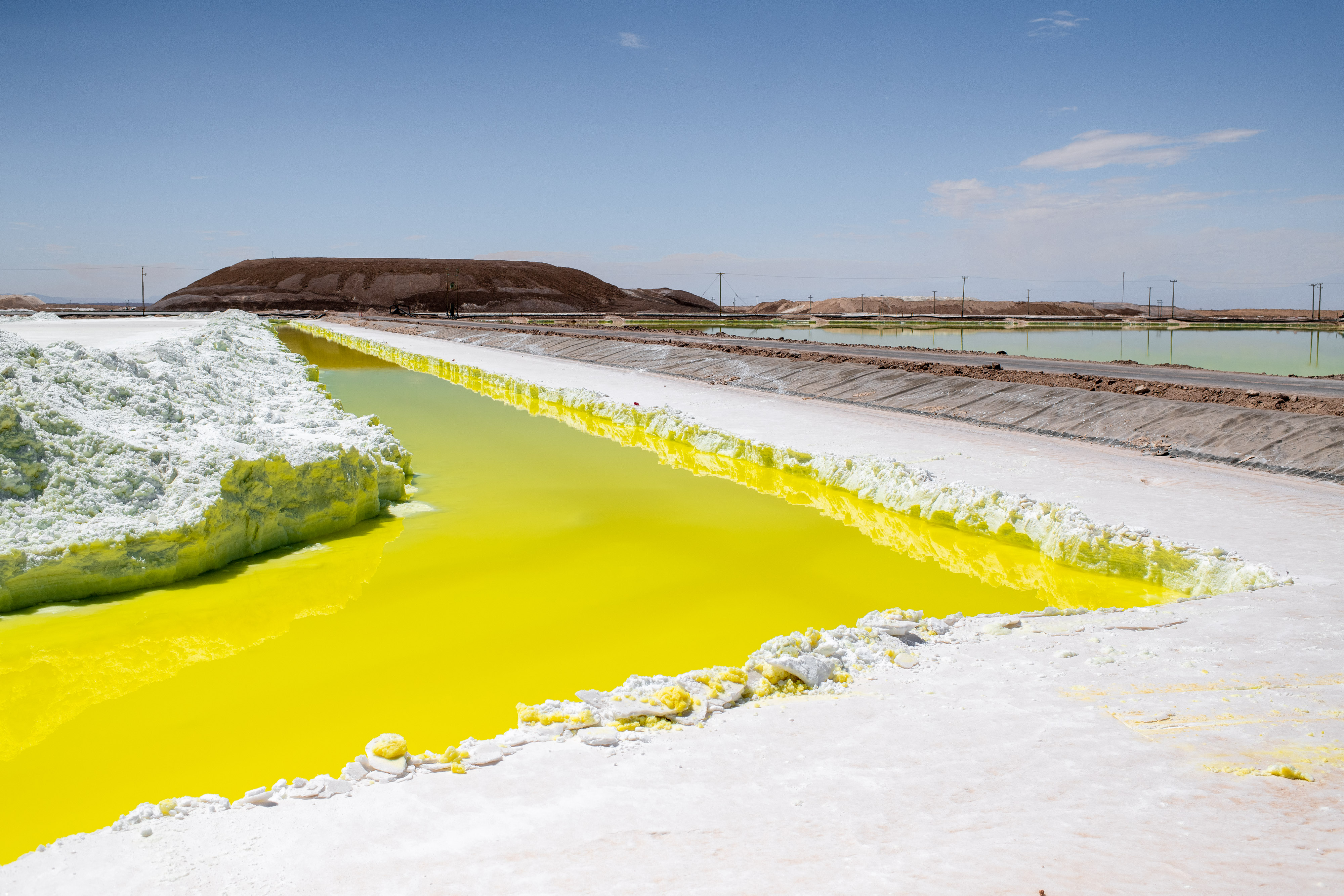 A brine pool at a SQM lithium mine on the Atacama salt flat in Chile. Photo: Bloomberg