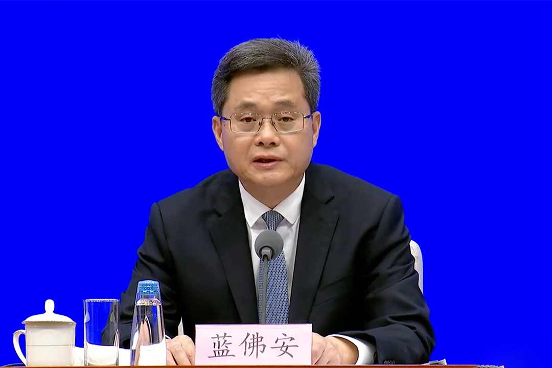 Minister of Finance Lan Foan speaks at a press conference in Beijing on Saturday. Photo: SCIO